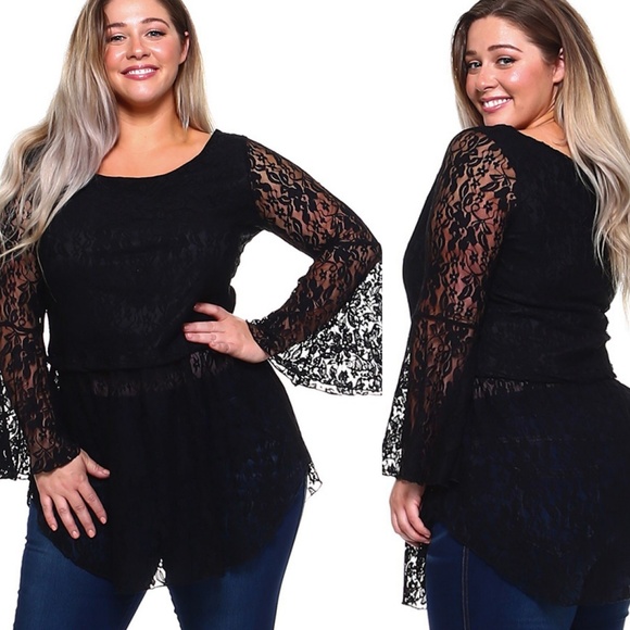 NEW Elegant Lace Top with Bell sleeves 456X - Picture 4 of 7